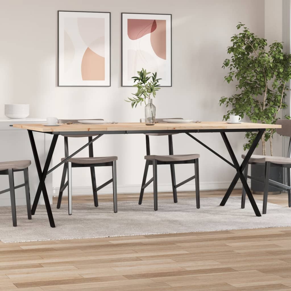 Eettafel 180X90X75,5 Cm Massief Grenenhout En Staal