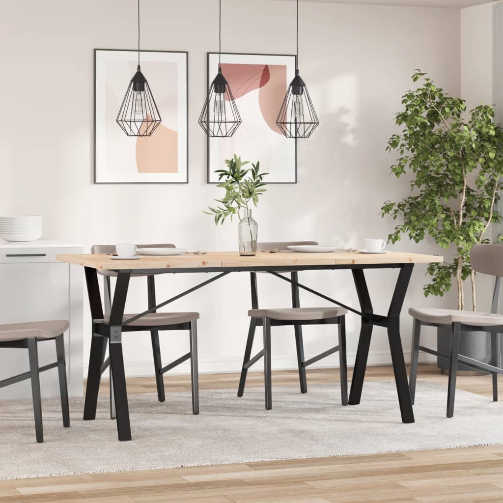 Eettafel 160X80X75,5 Cm Massief Grenenhout En Staal