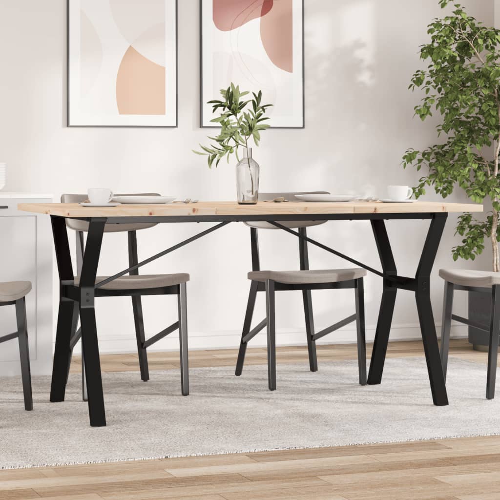 Eettafel 160X80X75,5 Cm Massief Grenenhout En Staal