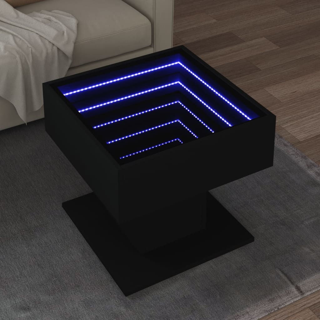 Salontafel Met Led 70X50X45 Cm Bewerkt Hout