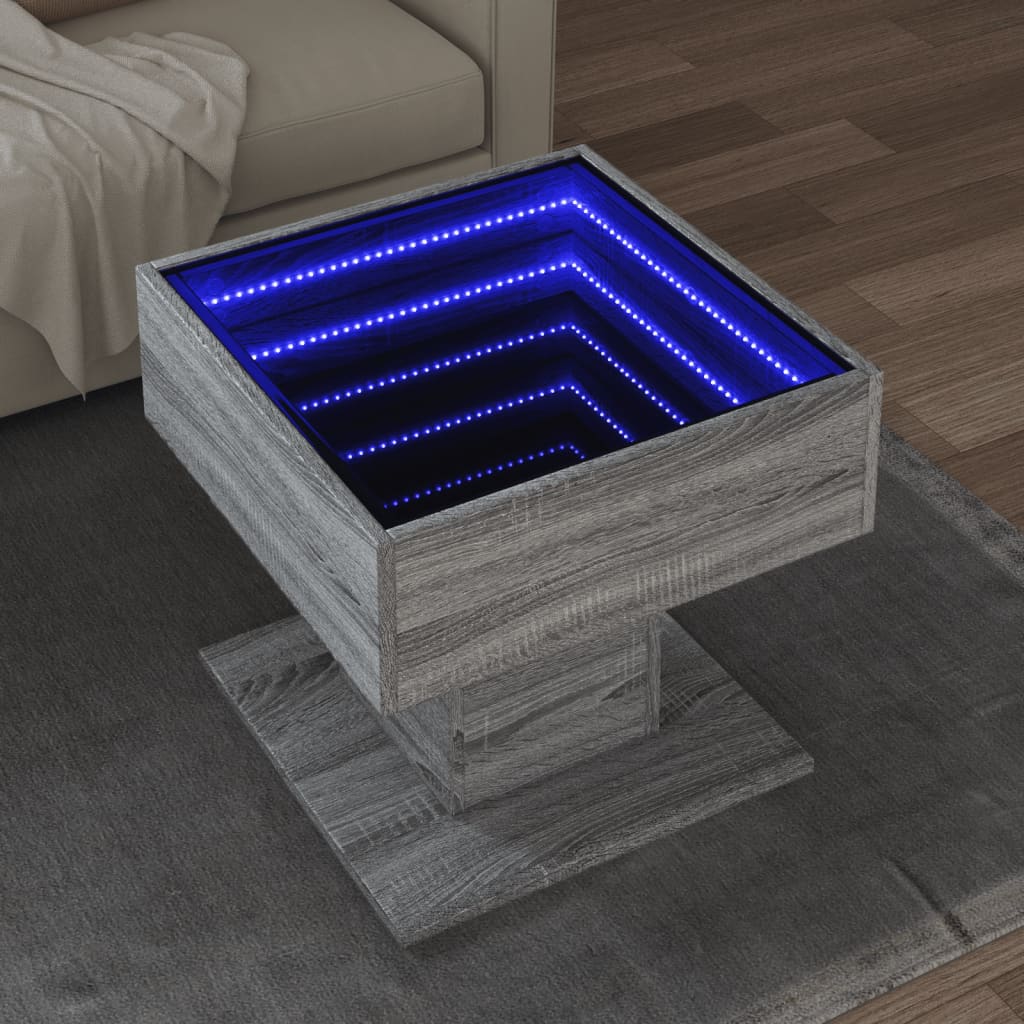 Salontafel Met Led 70X50X45 Cm Bewerkt Hout