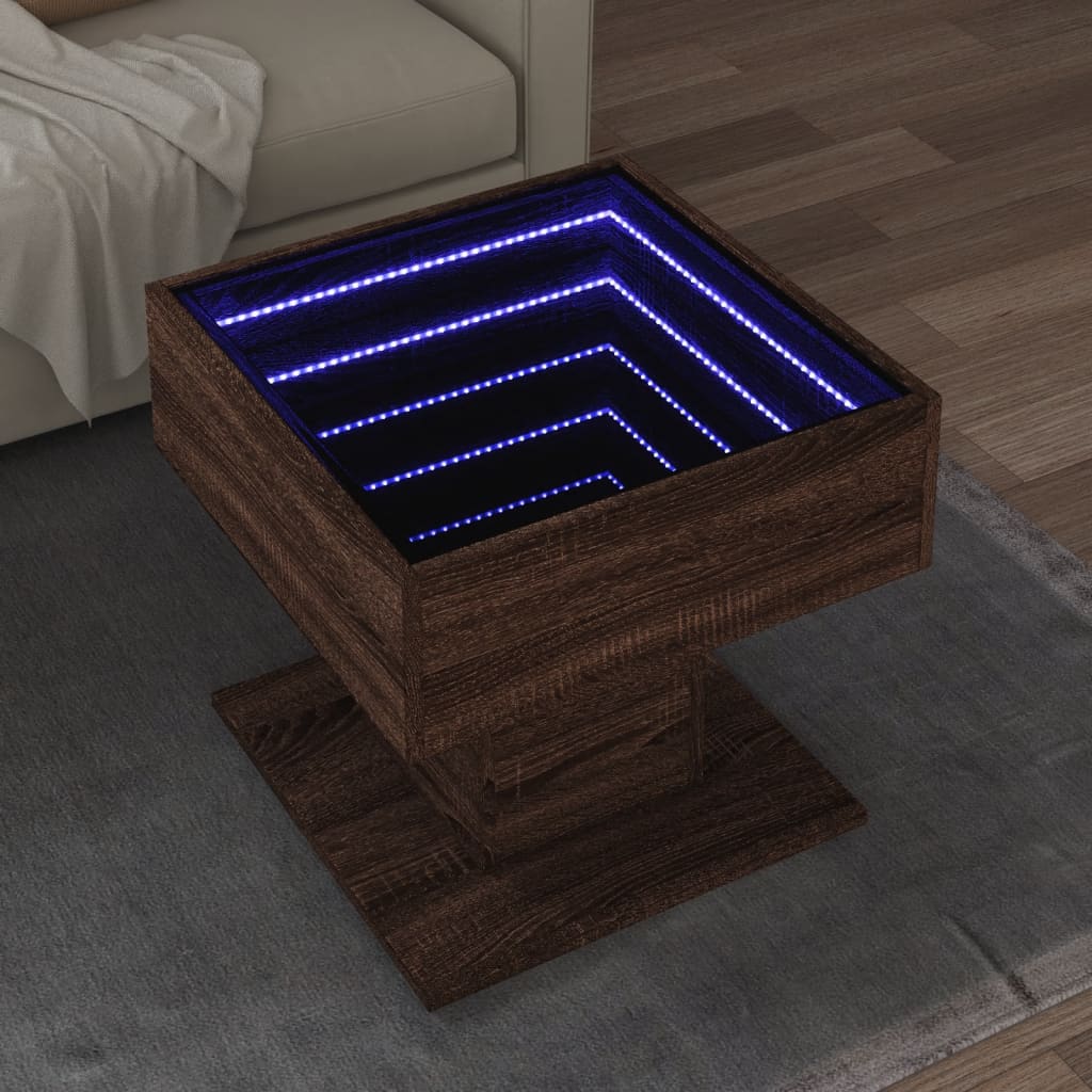 Salontafel Met Led 70X50X45 Cm Bewerkt Hout