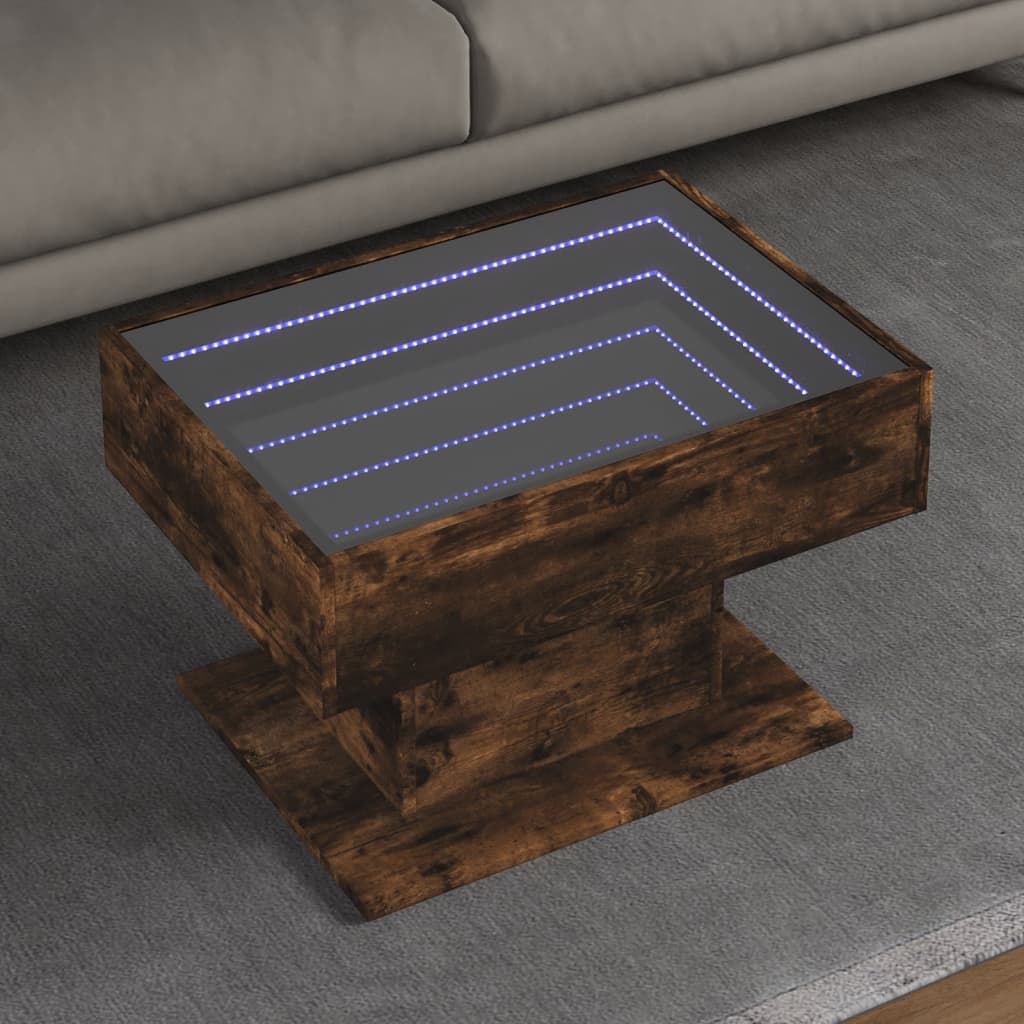 Salontafel Met Led 70X50X45 Cm Bewerkt Hout