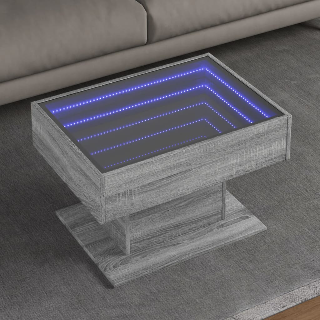 Salontafel Met Led 70X50X45 Cm Bewerkt Hout