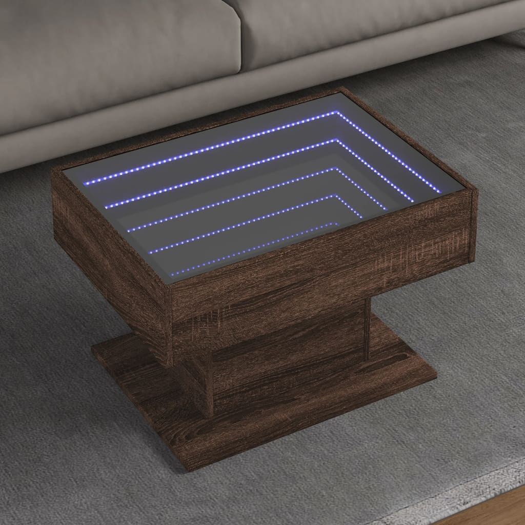 Salontafel Met Led 70X50X45 Cm Bewerkt Hout
