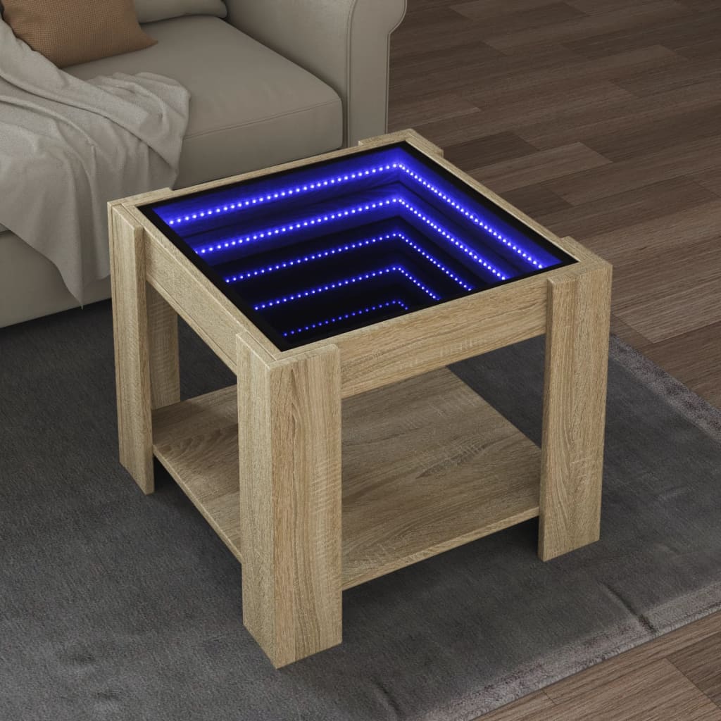 Salontafel Met Led 53X53X45 Cm Bewerkt Hout