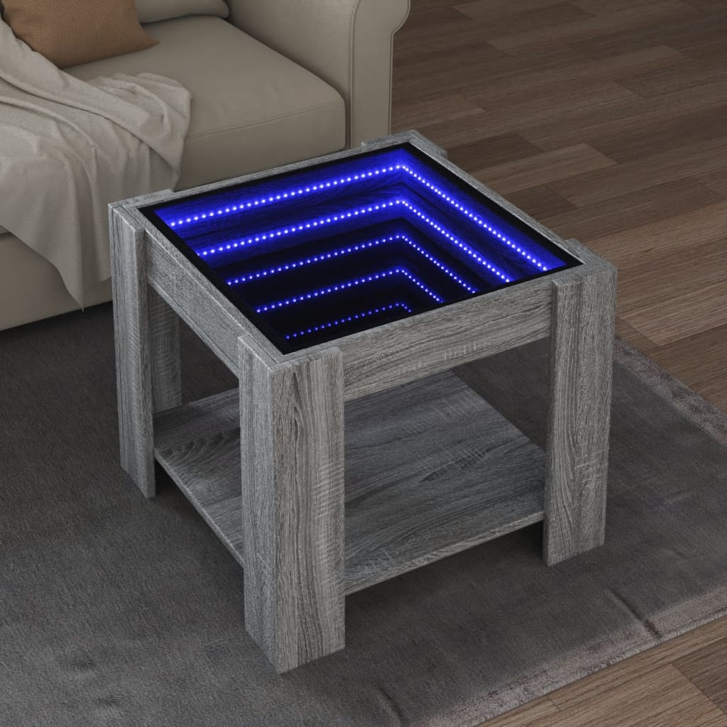 Salontafel Met Led 53X53X45 Cm Bewerkt Hout