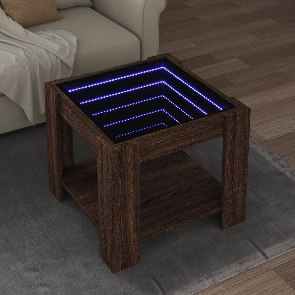 Salontafel Met Led 53X53X45 Cm Bewerkt Hout