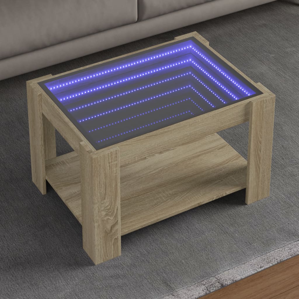 Salontafel Met Led 53X53X45 Cm Bewerkt Hout