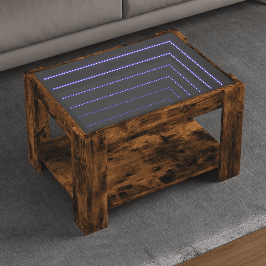 Salontafel Met Led 53X53X45 Cm Bewerkt Hout