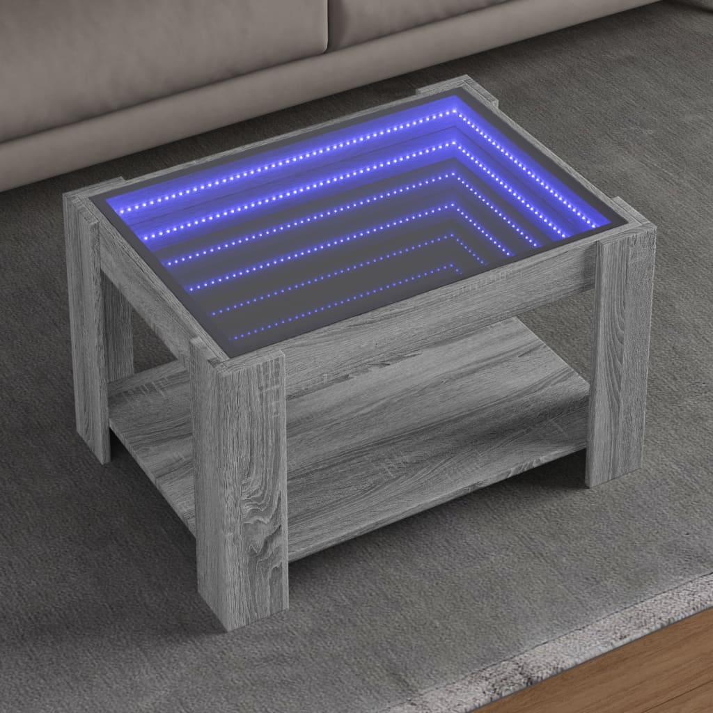 Salontafel Met Led 53X53X45 Cm Bewerkt Hout