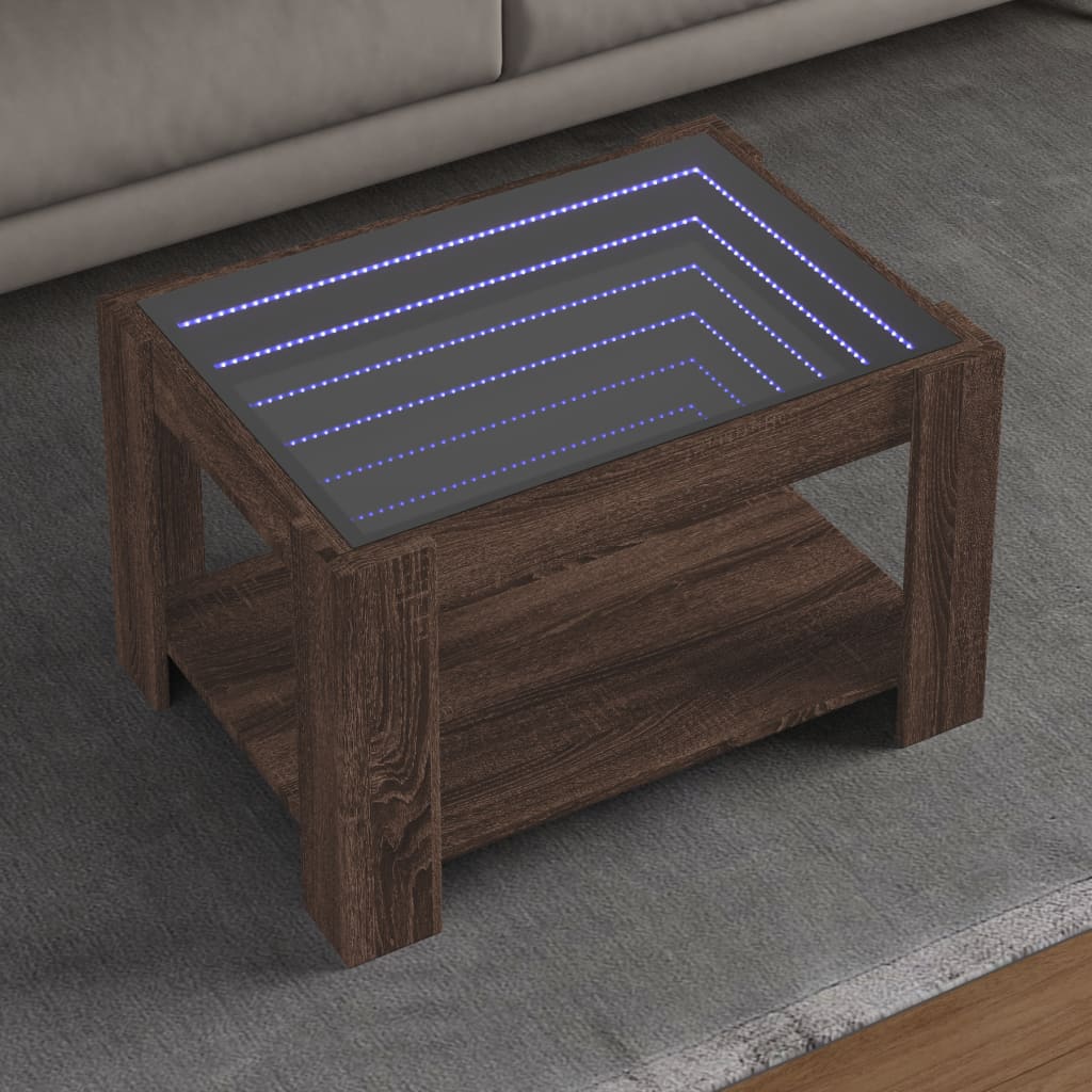 Salontafel Met Led 53X53X45 Cm Bewerkt Hout