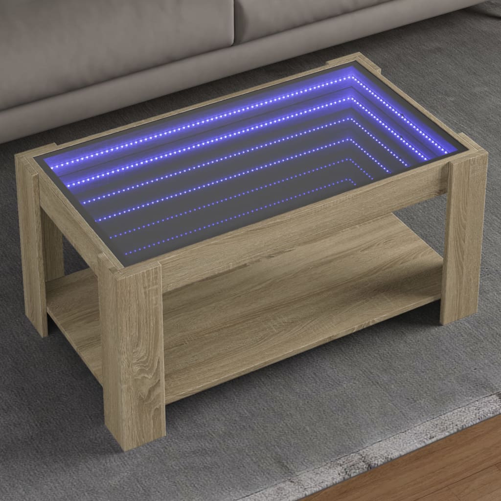 Salontafel Met Led 53X53X45 Cm Bewerkt Hout