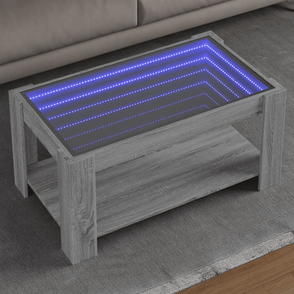 Salontafel Met Led 53X53X45 Cm Bewerkt Hout
