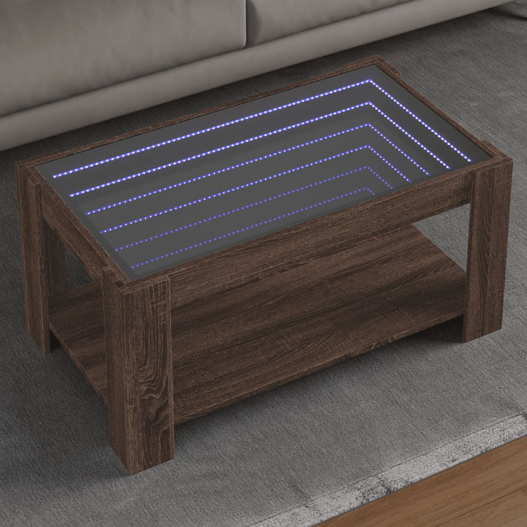 Salontafel Met Led 53X53X45 Cm Bewerkt Hout