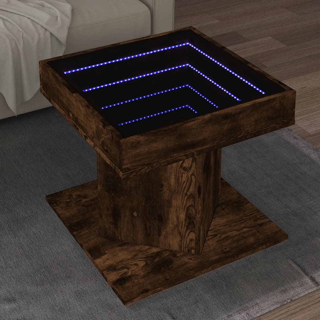 Salontafel Met Led 50X50X45 Cm Bewerkt Hout