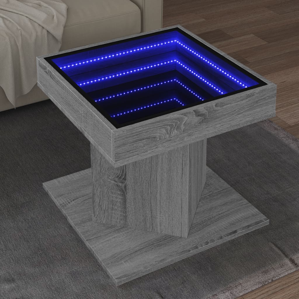 Salontafel Met Led 50X50X45 Cm Bewerkt Hout