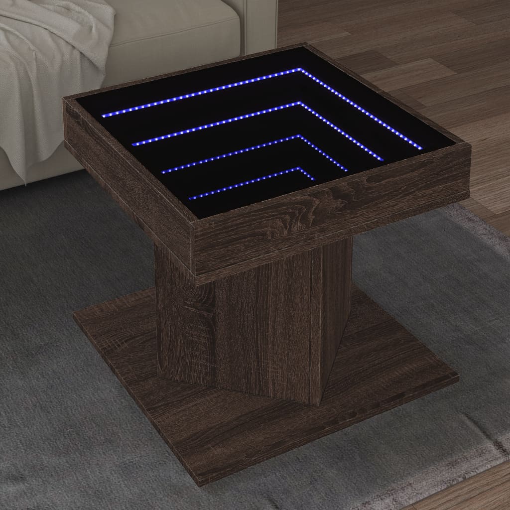 Salontafel Met Led 50X50X45 Cm Bewerkt Hout