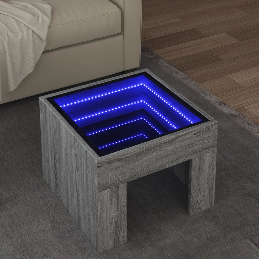 Salontafel Met Infinity Led 70X50X30 Cm Eikenkleur Grijs Sonoma