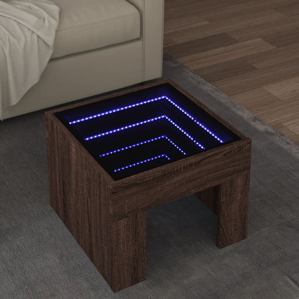Salontafel Met Infinity Led 70X50X30 Cm Ig Bruin Eikenkleur