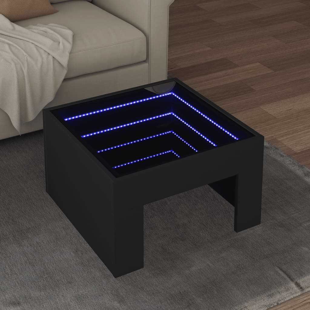 Salontafel Met Infinity Led 70X50X30 Cm Zwart