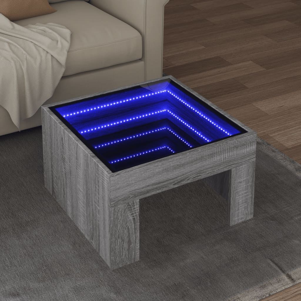 Salontafel Met Infinity Led 70X50X30 Cm Eikenkleur Grijs Sonoma