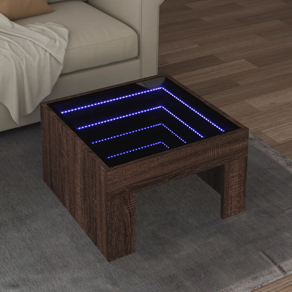 Salontafel Met Infinity Led 70X50X30 Cm Ig Bruin Eikenkleur
