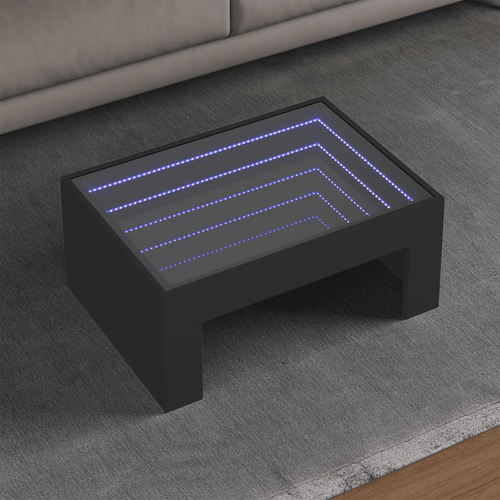Salontafel Met Infinity Led 70X50X30 Cm Zwart