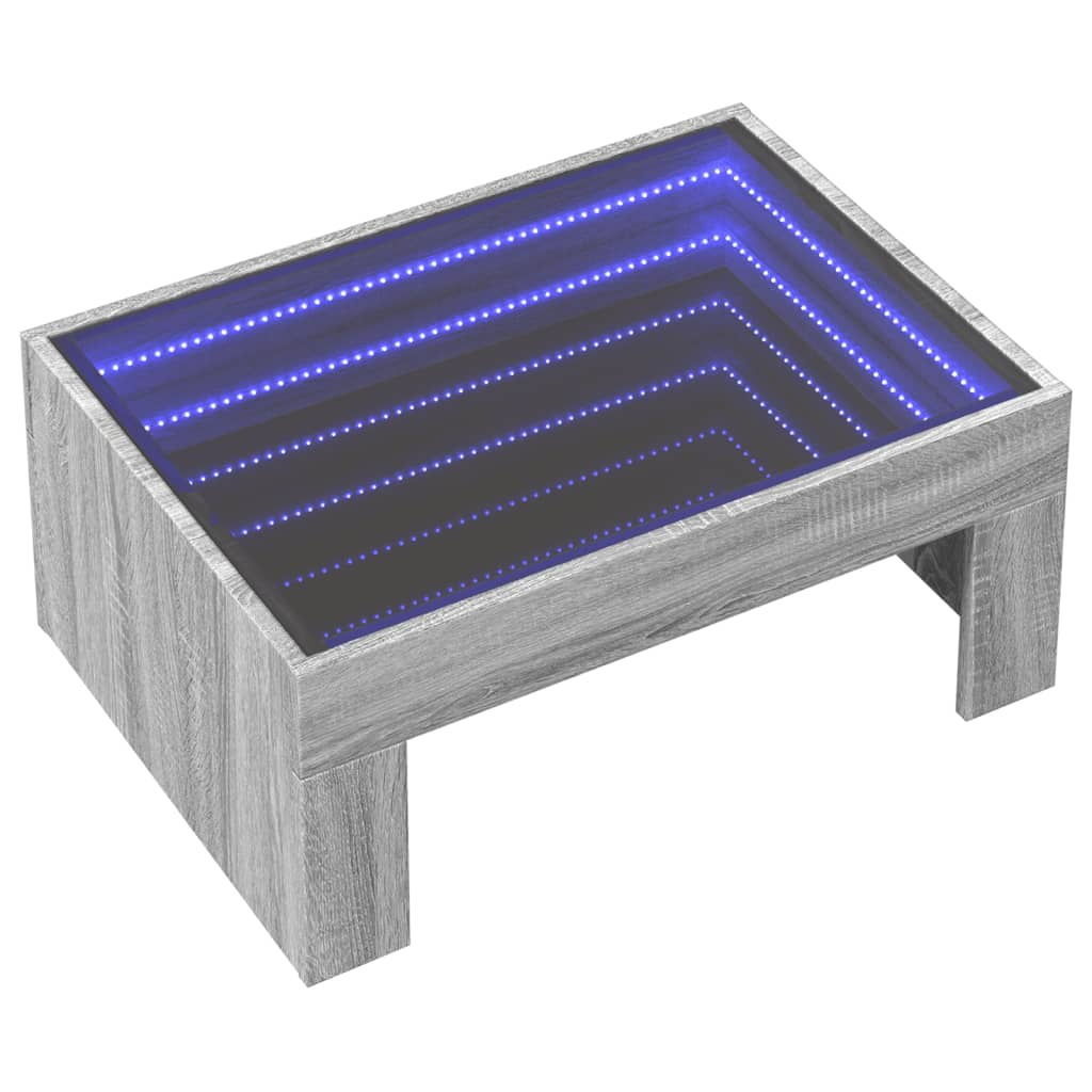 Salontafel Met Infinity Led 70X50X30 Cm Eikenkleur Grijs Sonoma