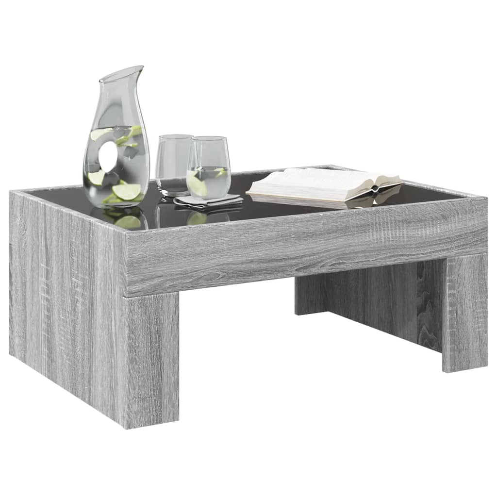 Salontafel Met Infinity Led 70X50X30 Cm Eikenkleur Grijs Sonoma