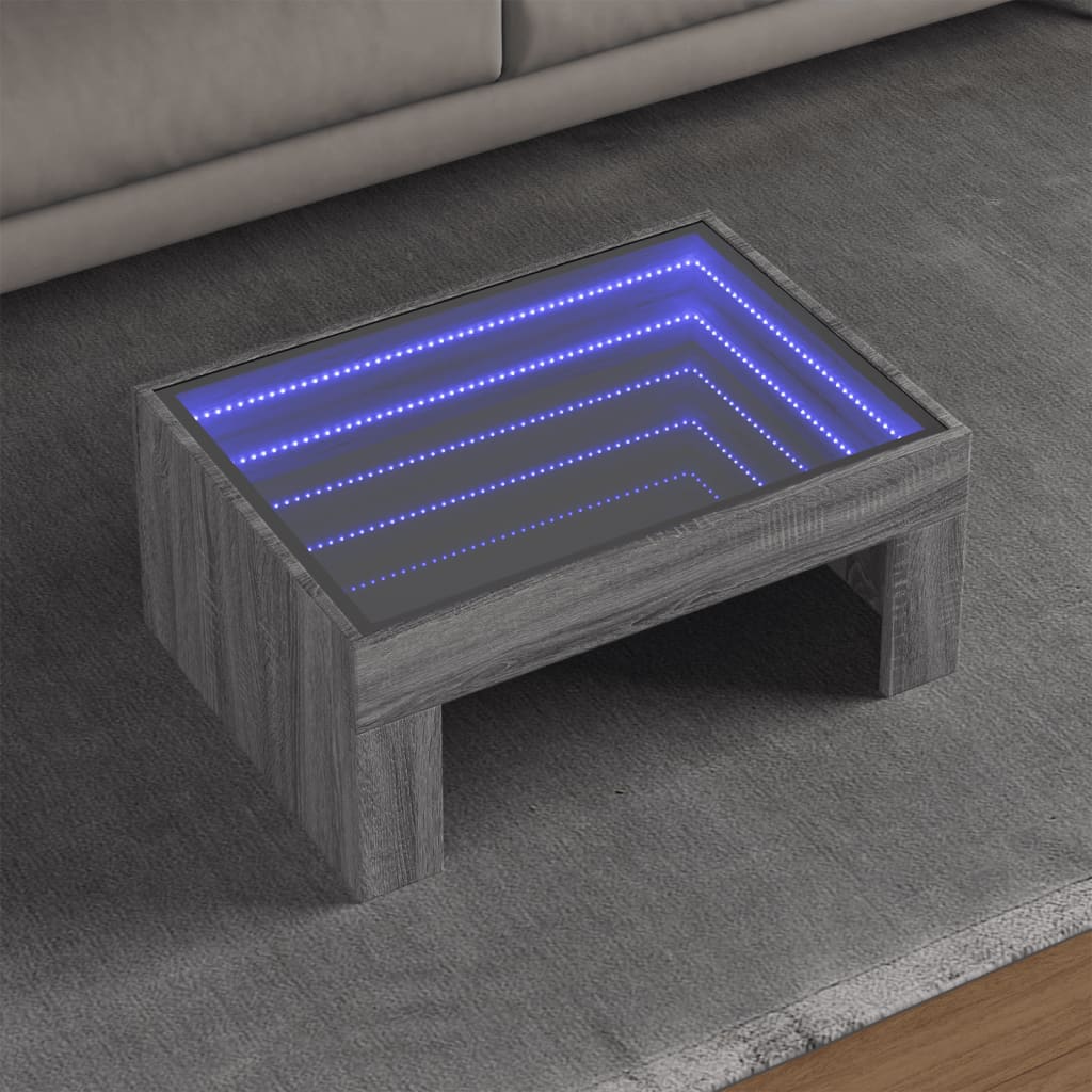 Salontafel Met Infinity Led 70X50X30 Cm Eikenkleur Grijs Sonoma