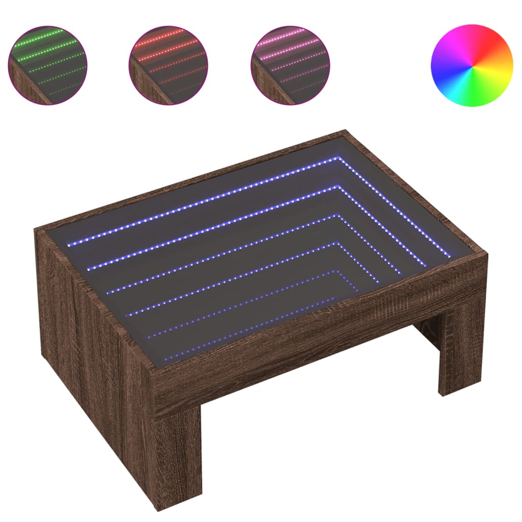 Salontafel Met Infinity Led 70X50X30 Cm Ig Bruin Eikenkleur