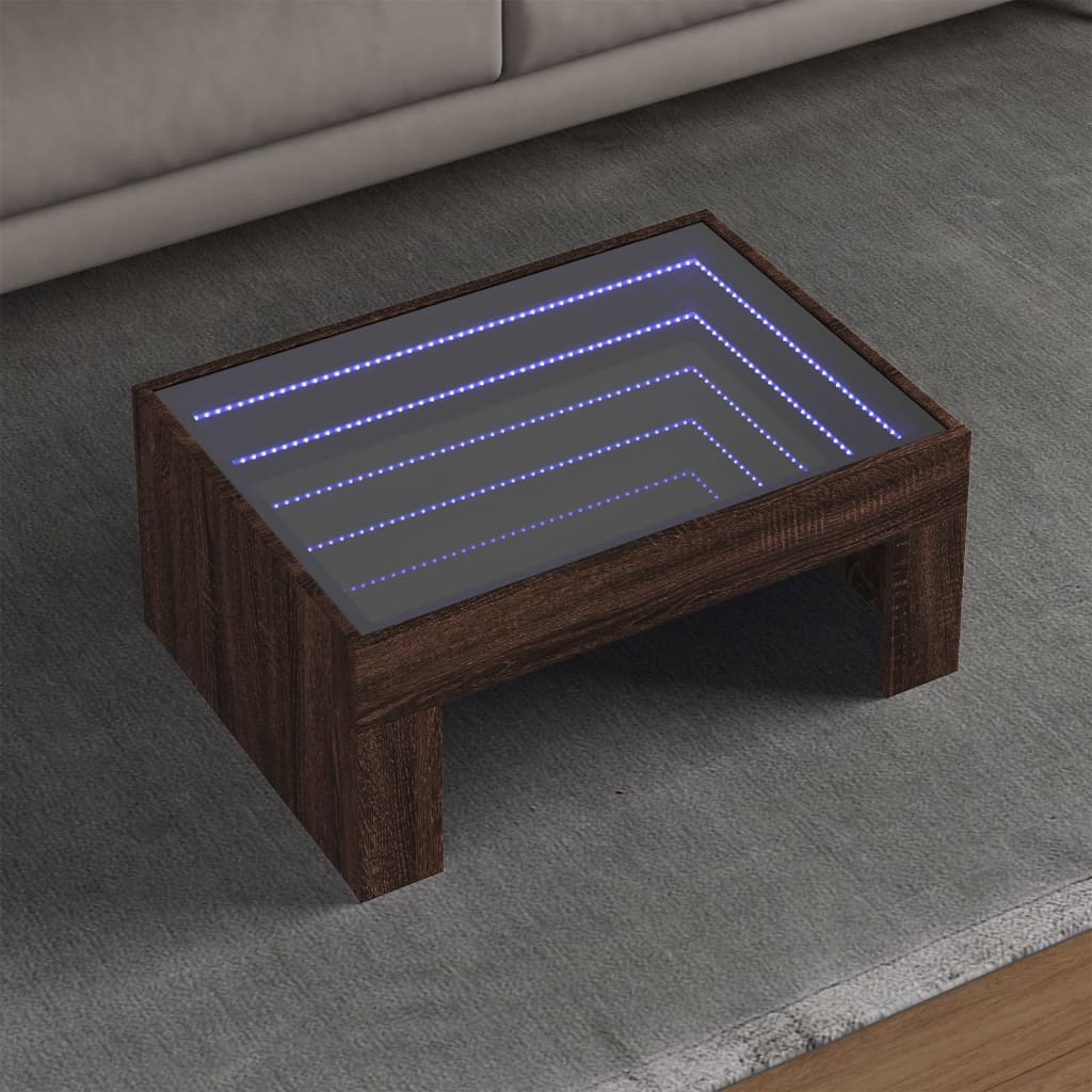 Salontafel Met Infinity Led 70X50X30 Cm Ig Bruin Eikenkleur