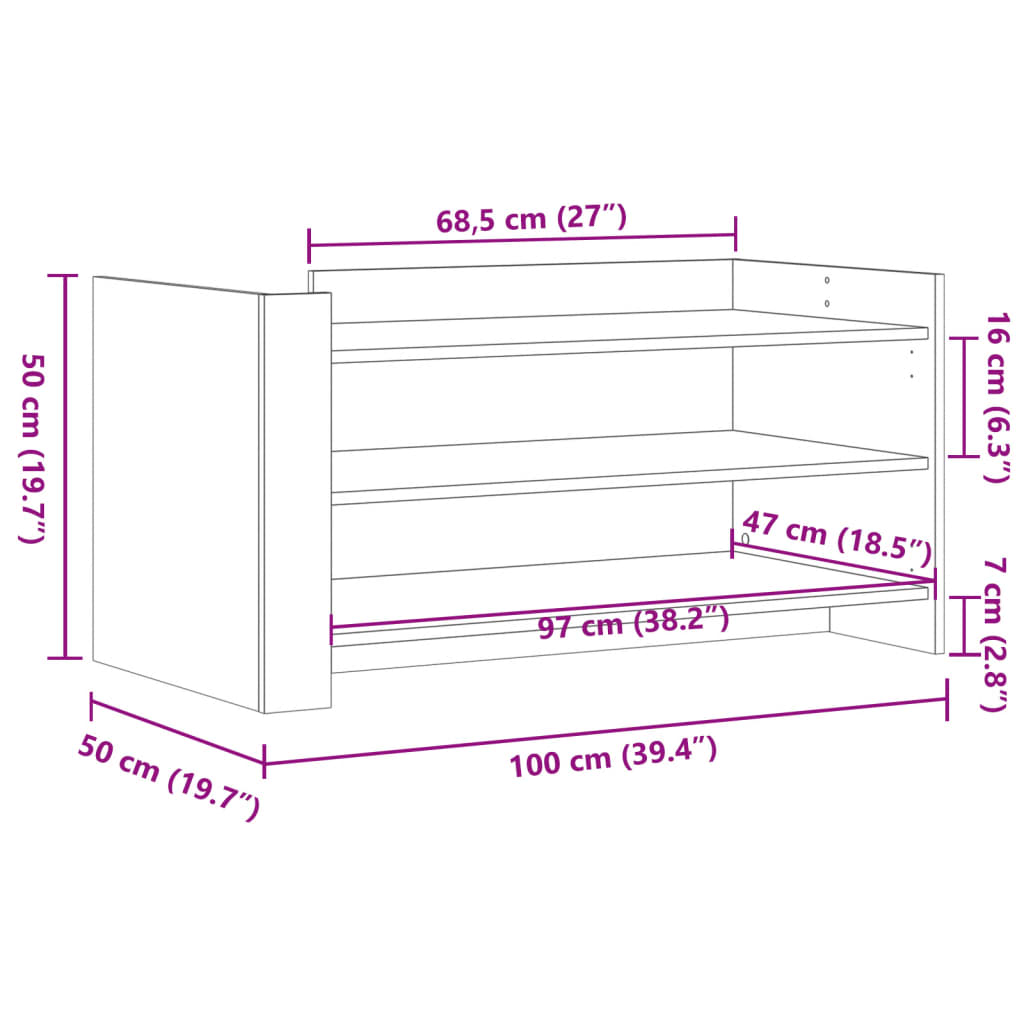 Salontafel 100X50X50 Cm Bewerkt Hout Kleurig