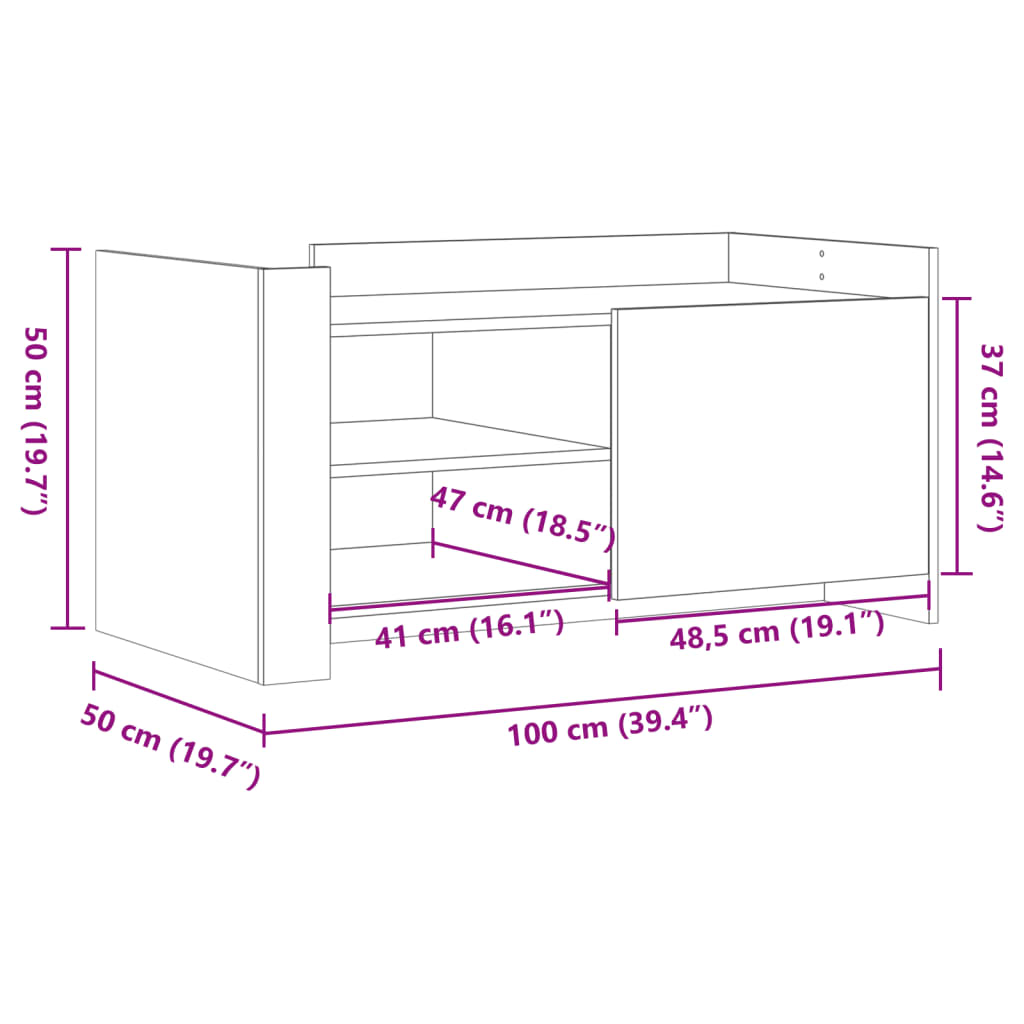 Salontafel 100X50X50 Cm Bewerkt Hout