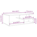 Salontafel 102X55X35 Cm Bewerkt Hout