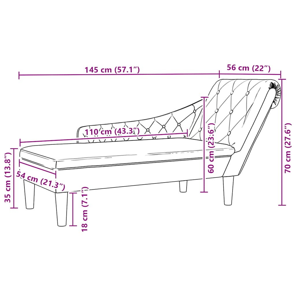Chaise Longue Met Kussen En Rechterarmleuning Stof