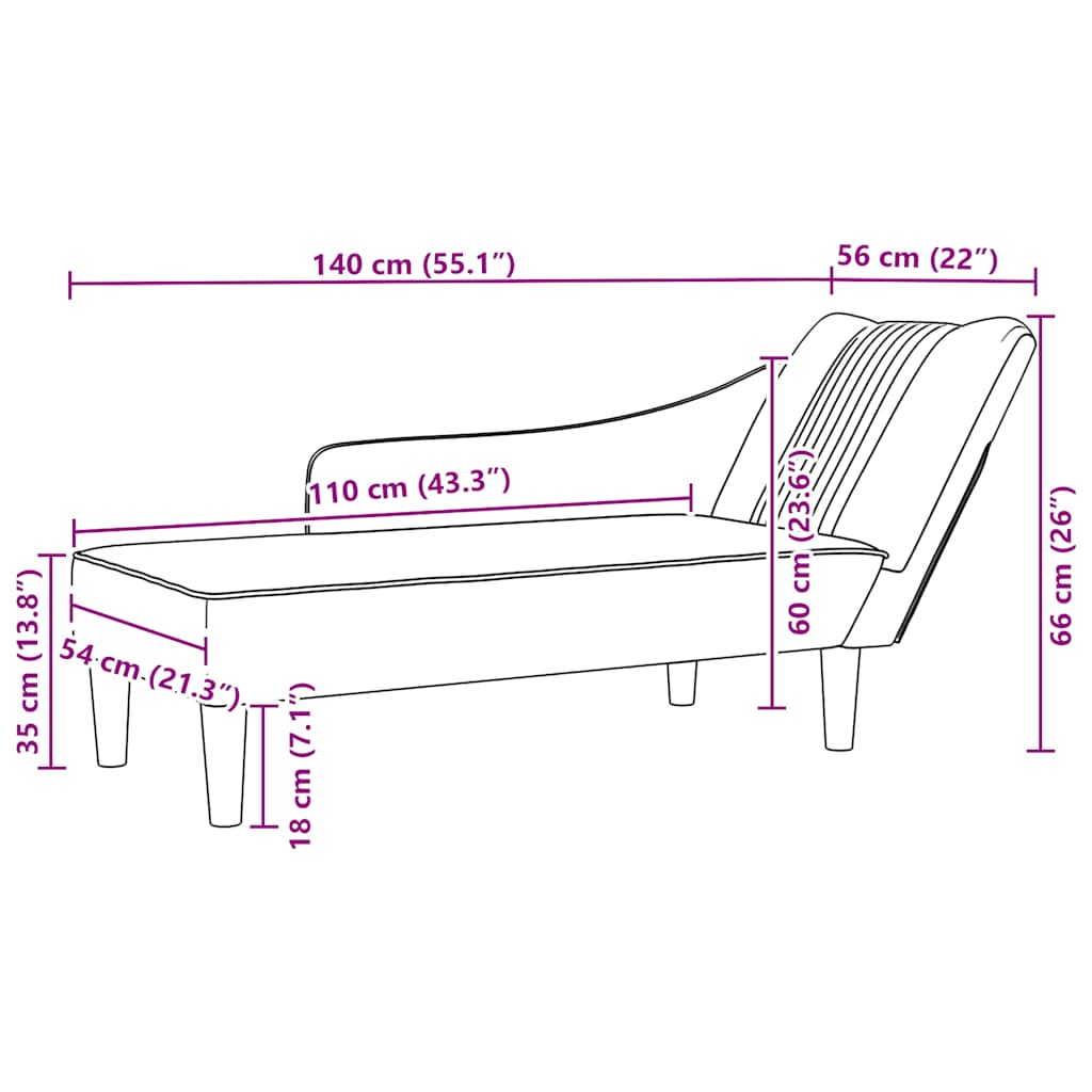 Chaise Longue Met Rechterarmleuning Stof Kleurig