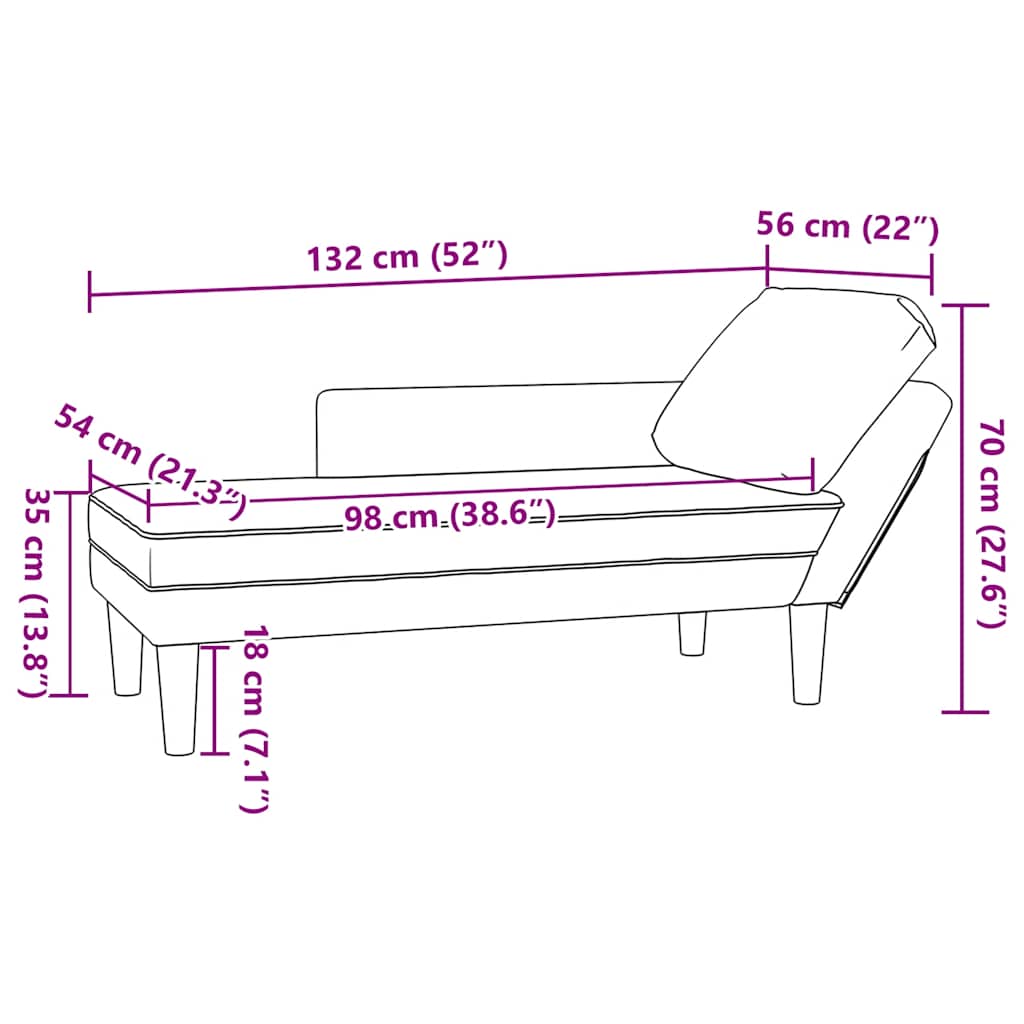 Chaise Longue Met Kussen En Rechterarmleuning Fluweel