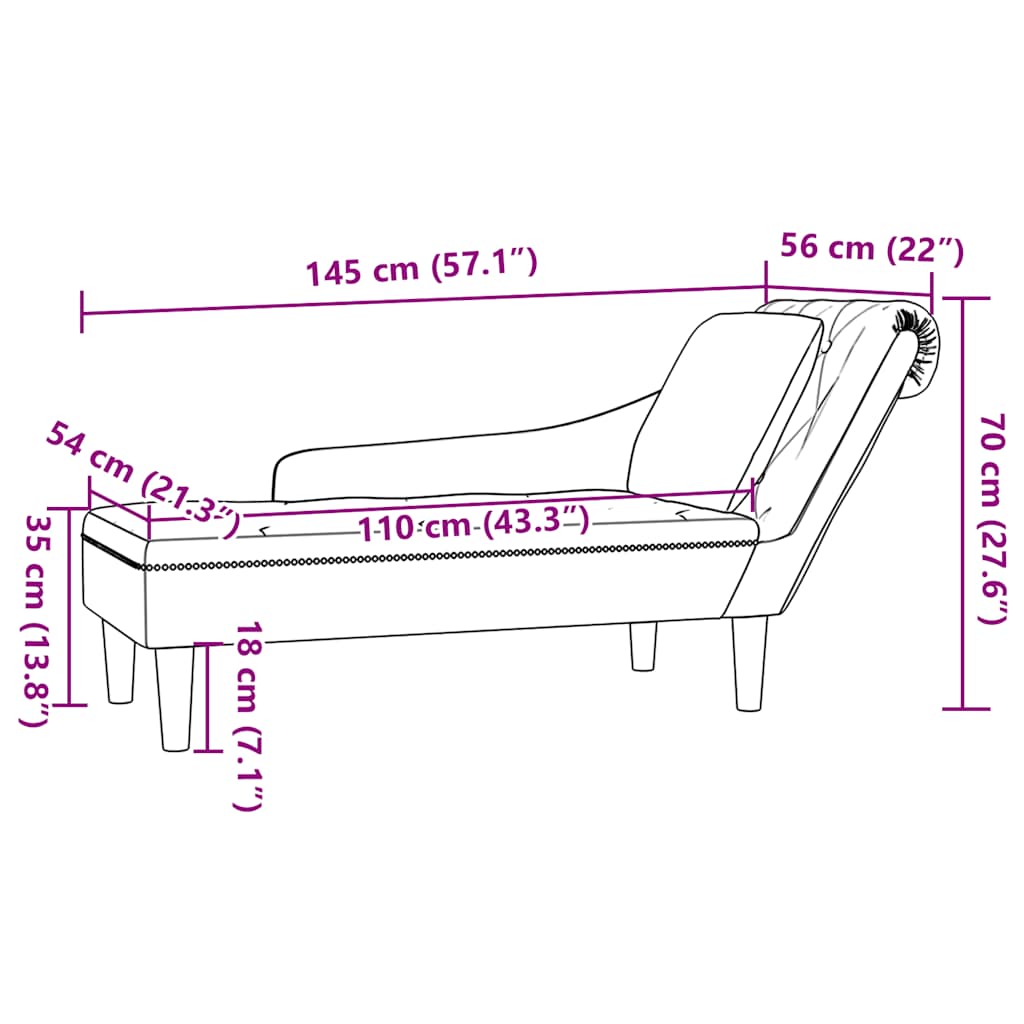Chaise Longue Kussen En Rechterarmleuning Kunstleer