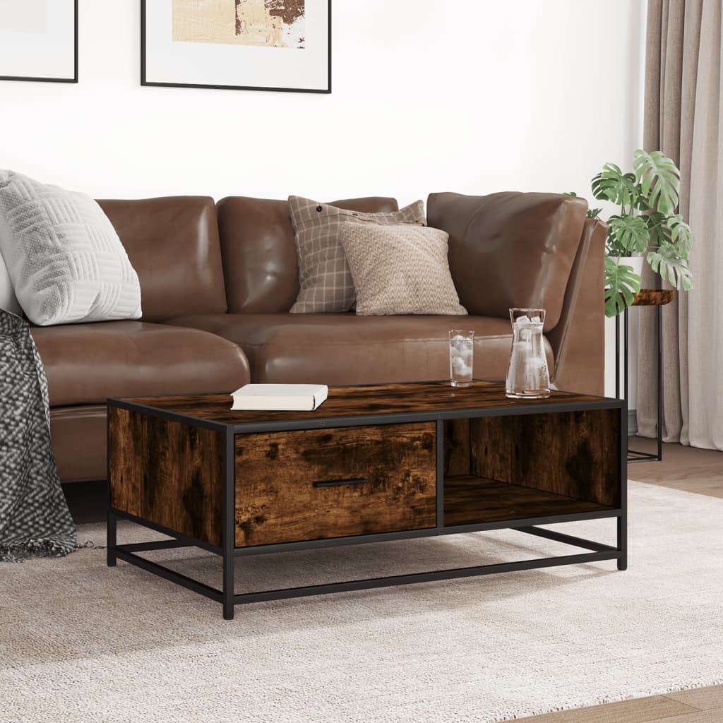 Salontafel 90X57X35 Cm Bewerkt Hout En Metaal