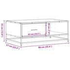 Salontafel 90X57X35 Cm Bewerkt Hout En Metaal