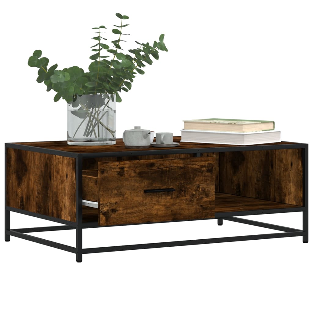 Salontafel 90X57X35 Cm Bewerkt Hout En Metaal