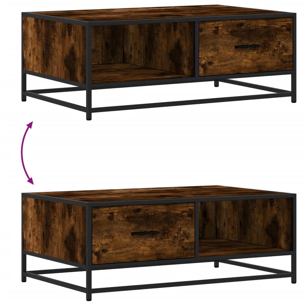 Salontafel 90X57X35 Cm Bewerkt Hout En Metaal