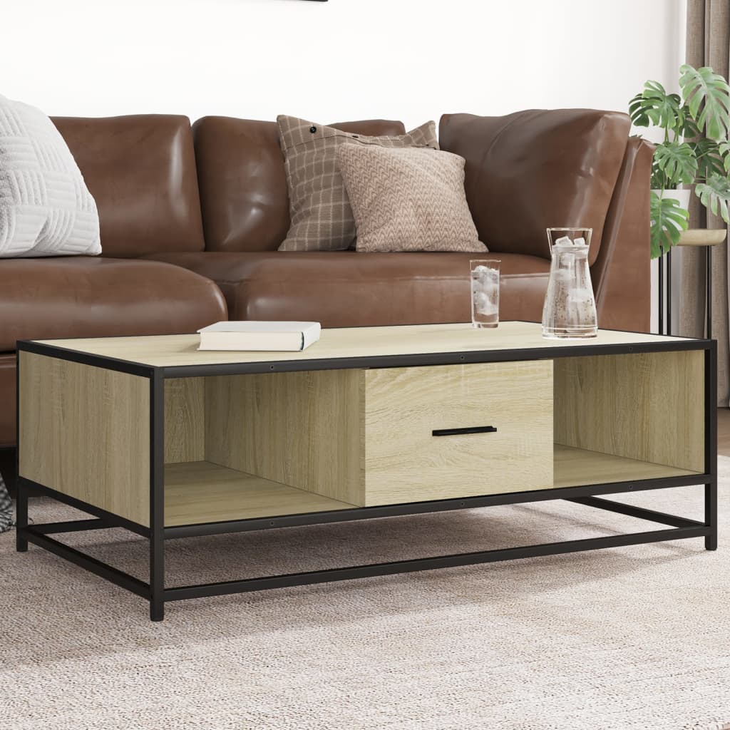 Salontafel 100X57X35 Cm Bewerkt Hout En Metaal
