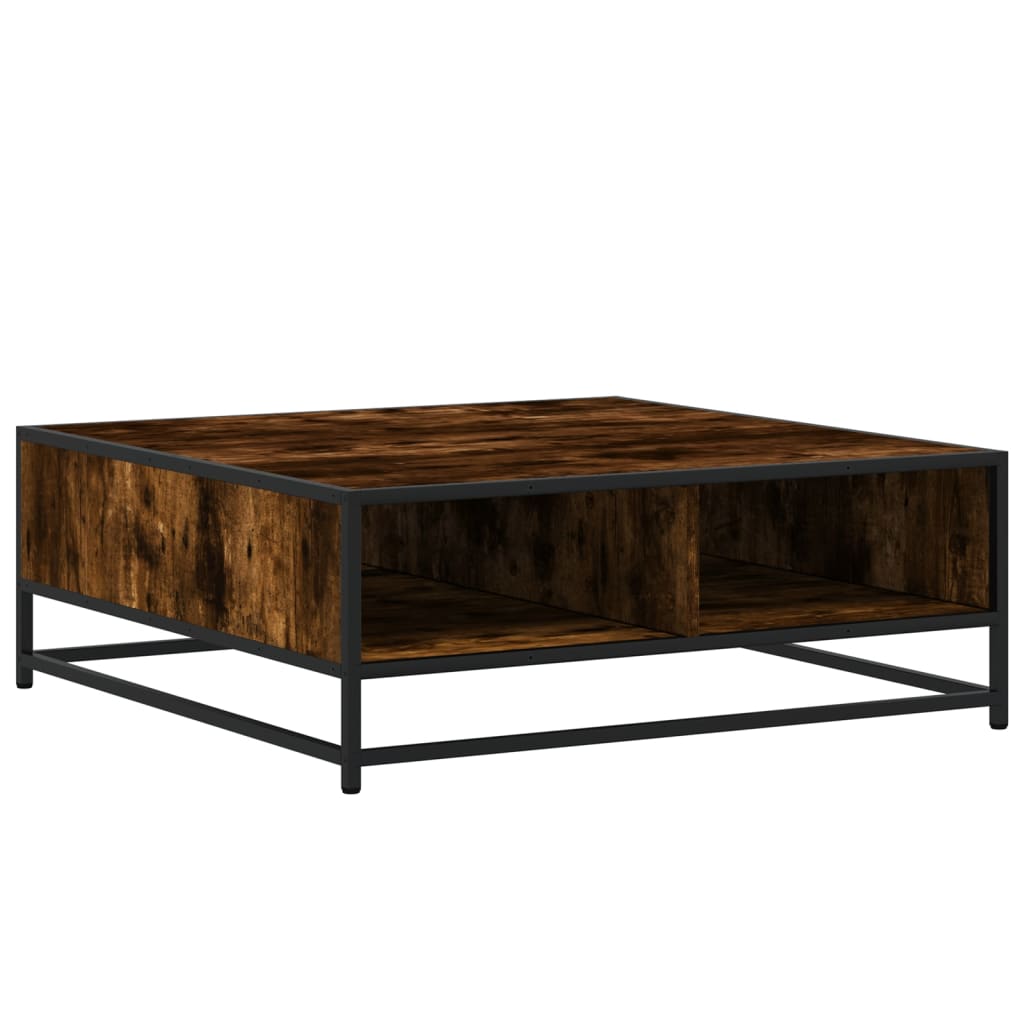 Salontafel Bewerkt Hout En Metaal Gerookt Eiken
