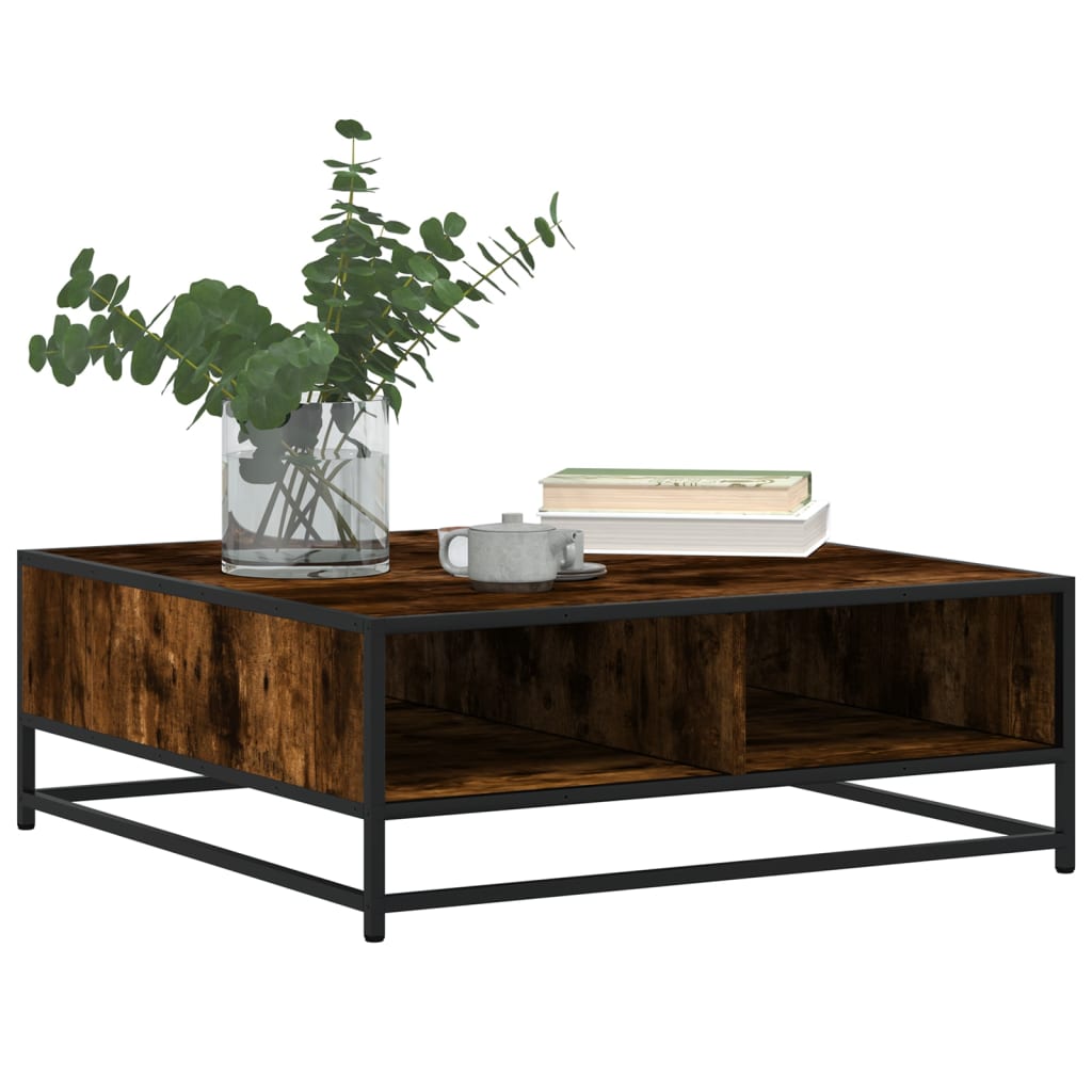 Salontafel Bewerkt Hout En Metaal Gerookt Eiken