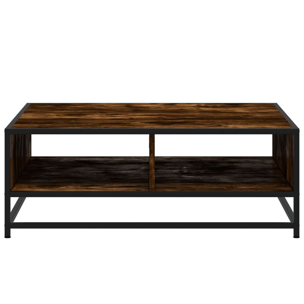 Salontafel Bewerkt Hout En Metaal Gerookt Eiken