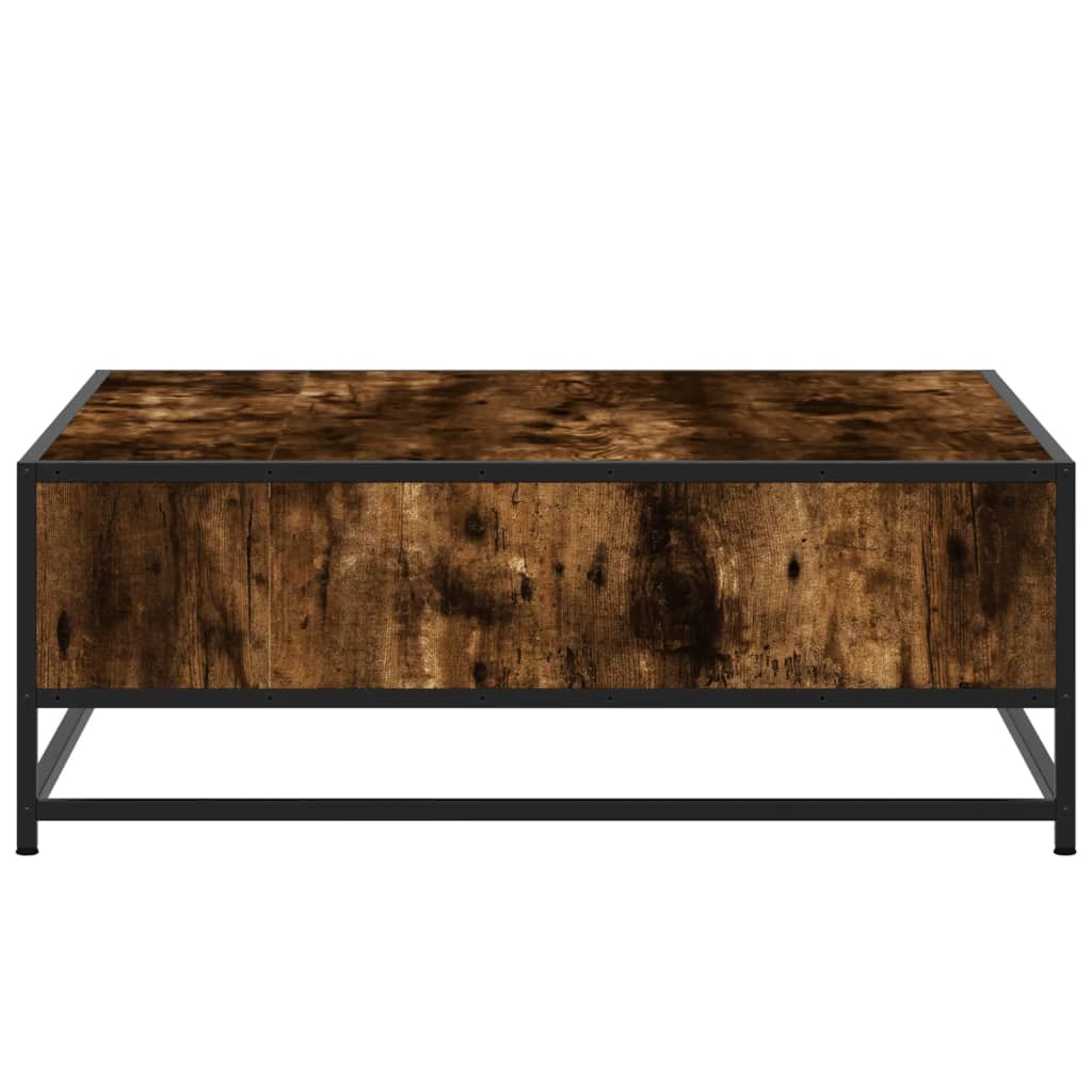 Salontafel Bewerkt Hout En Metaal Gerookt Eiken