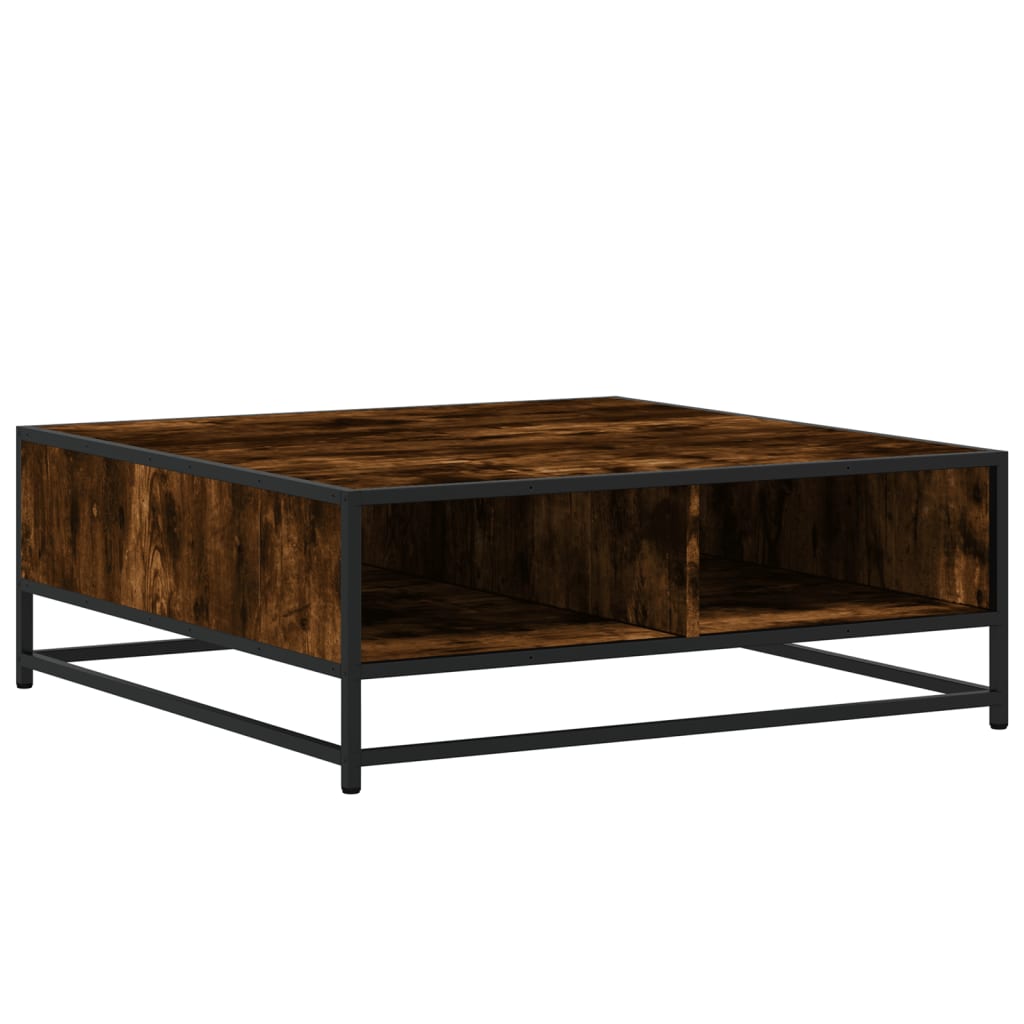 Salontafel Bewerkt Hout En Metaal Gerookt Eiken